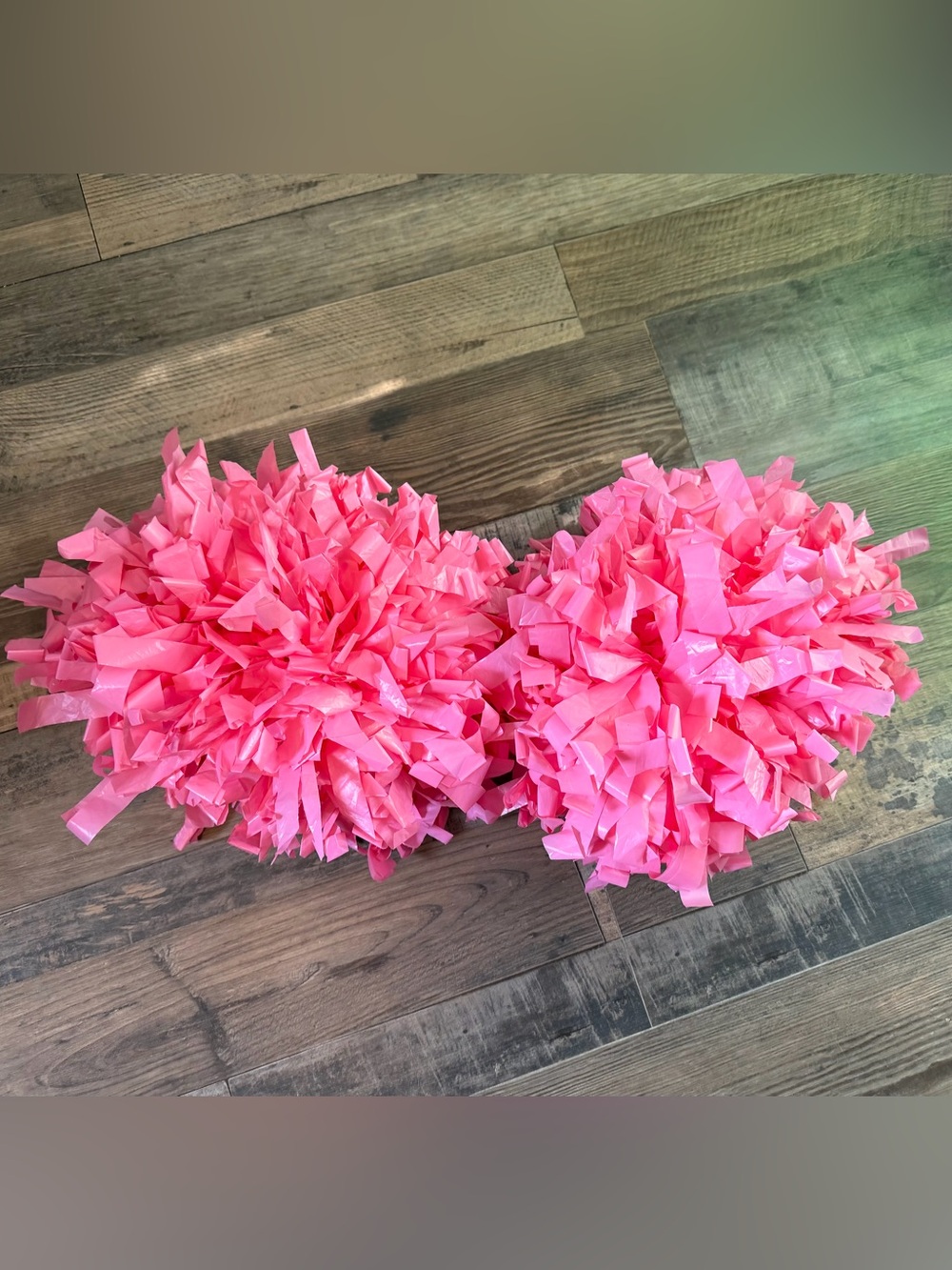 Large 15-16” October Cancel Awareness Baton Handle Pink Cheer Pom Poms Set